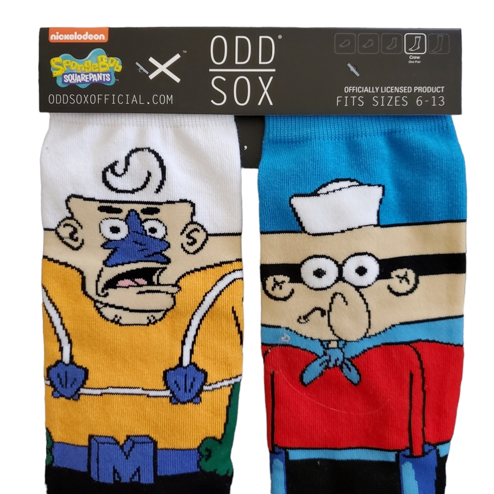 Odd Sox Men's Mermaid Man & Barnacle Boy 1‎ Pair New